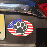 American Flag with Paw Car Magnet 4x6 in Oval Decal for Car Truck SUV or Fridge