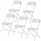 Set of 5 Plastic Folding Chairs Stackable Wedding Party Event Commercial White