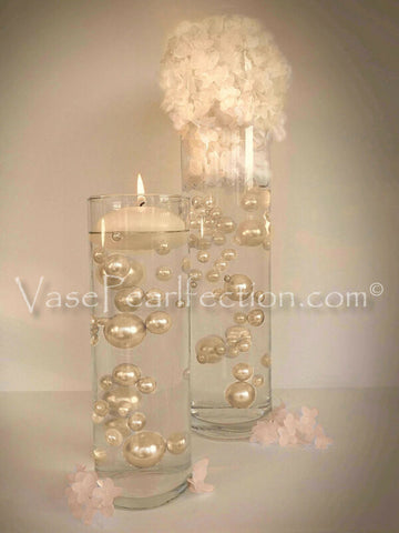 NO HOLE Ivory Pearls- Jumbo/Assorted Sizes for Vase Decorations