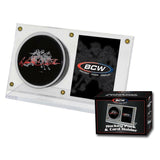 NHL Hockey Puck & Card Holder Display Crystal Clear Plastic BCW Autograph Case