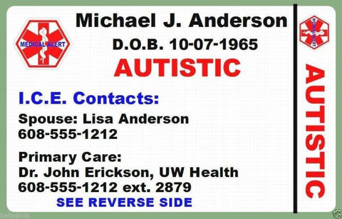 Medical Wallet Plastic ID Card Alzheimer Dementia AD Personalized 2 Side Custom