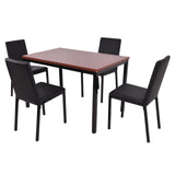 5 PCS Dining Table Set 4 PU Leather Chairs Home Kitchen Breakfast Furniture