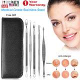 5pcs Blackhead Acne Comedone Pimple Blemish Extractor Remover Stainless Tool Kit