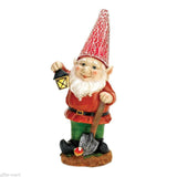 RED Glass MOSAIC outdoor GNOME statue lantern LED path garden SOLAR light lamp