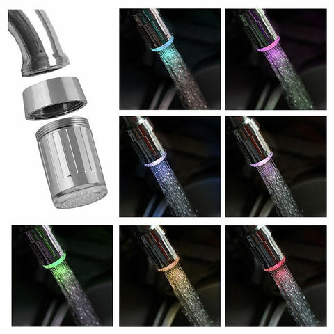 LED Water Faucet Stream Light 7 Colors Changing Glow Shower Stream Tap Bathroom