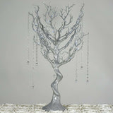 30" tall LED Lighted Glittered SILVER MANZANITA TREE Wedding Party CENTERPIECE