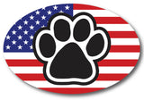 American Flag with Paw Car Magnet 4x6 in Oval Decal for Car Truck SUV or Fridge