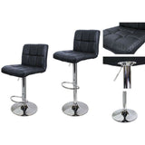 Set Of 2 PCS Adjustable Bar Stools PU Leather Barstools Swivel Pub Chairs