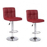 Set of 2 Counter Leather Bar Stools Adjustable Swivel Pub Chair In Multi Colors