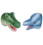 Dolphin & Alligator Rubber Hand Puppet Set Preschool Pretend Dramatic Play