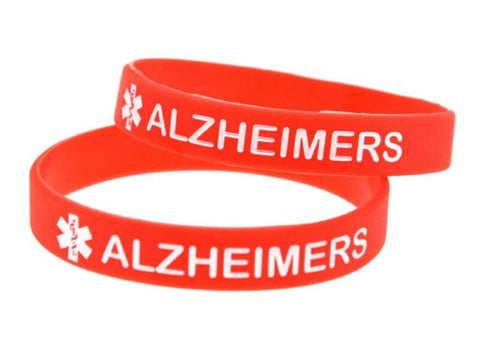 1 x Alzheimer's Disease Medical Alert Silicone Wrist Band Bracelet UK SELLER
