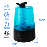 Ultrasonic Humidifier Cool Mist Dual Nozzle 5L Auto Shut-Off Whisper Quiet