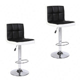 Set of 2 Counter Leather Bar Stools Adjustable Swivel Pub Chair In Multi Colors