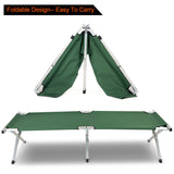 Green Foldable Camping Bed Portable Military Cot Hiking Travel w/ carrying Bag