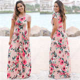 Summer Floral Print Boho Beach Dress