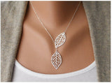 Women Vintage Big Leaf Pendant Necklace