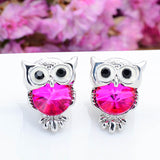 Crystal Owl Stud Earrings For Women