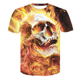 New Men's Skull Poker Print T-shirt