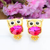 Crystal Owl Stud Earrings For Women