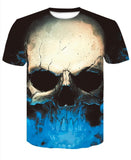 New Men's Skull Poker Print T-shirt