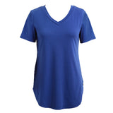 Women Solid V Neck Short Sleeve Tops