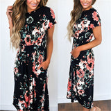 Summer Floral Print Boho Beach Dress