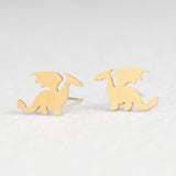 Golden Stainless Steel Cute Stud Earrings