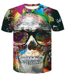 New Men's Skull Poker Print T-shirt