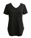 Women Solid V Neck Short Sleeve Tops