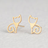 Golden Stainless Steel Cute Stud Earrings