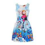 Anna Elsa Print Princess Dress for Girls