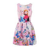 Anna Elsa Print Princess Dress for Girls